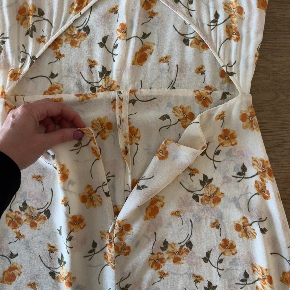 Reformation Floral Wellfleet Back Cutout V-neck Midi Dress-Sz 12-Limonada Print - Picture 10 of 16